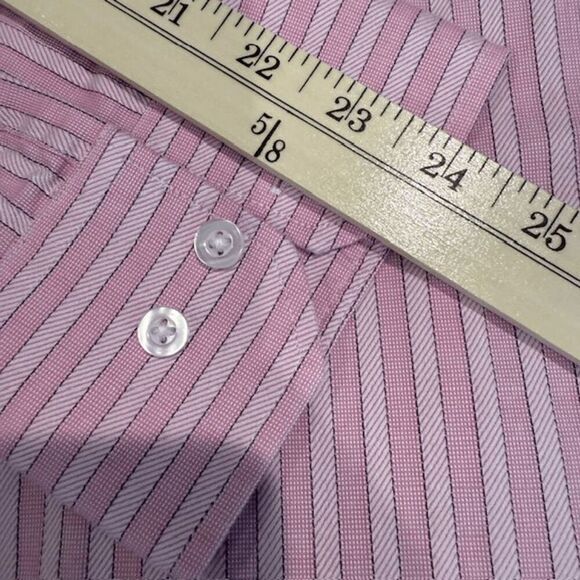 Bachrach Button Down Shirt Pink Stripe Contrasting Cotton Size XL 18 34-35 - Picture 7 of 8